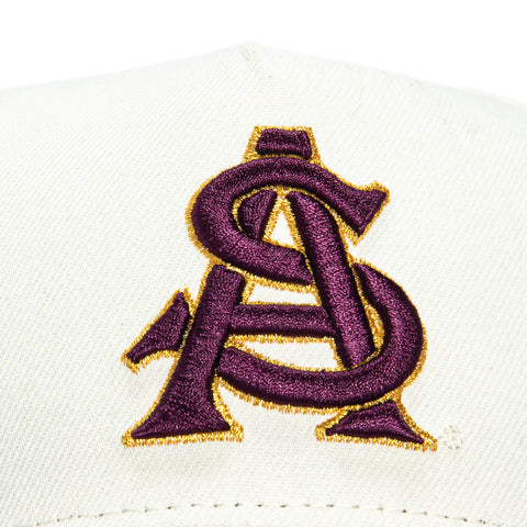 New Era 9Forty A-Frame Arizona State Sun Devils AS Snapback Hat - White, Maroon, Metallic Gold