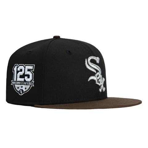 New Era 59Fifty Chicago White Sox 125th Anniversary Patch Hat - Black, Brown, Metallic Silver