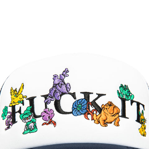 HUF F**k it Trip Foam Front Trucker Snapback Hat - White, Navy