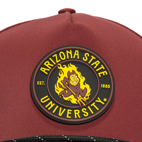 Branded Bills Arizona State University Sparky Rope Snapback Curved Hat - Maroon