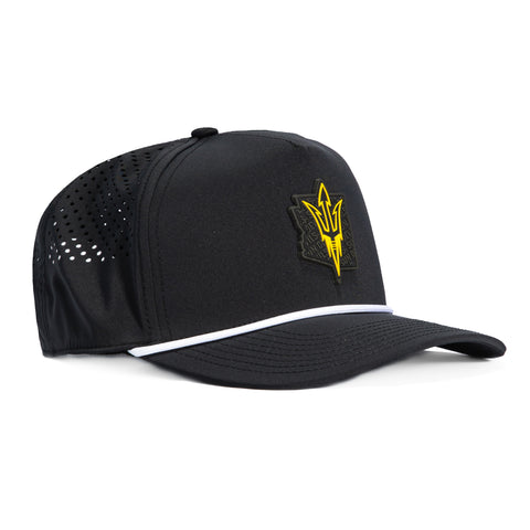 Branded Bills Arizona State University Blackout Pitchfork Rope Snapback Curved Hat - Black