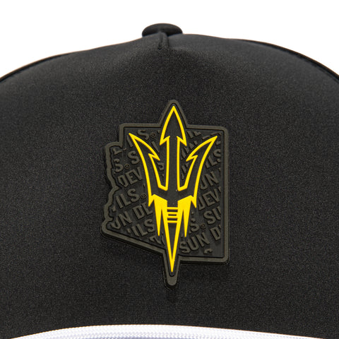 Branded Bills Arizona State University Blackout Pitchfork Rope Snapback Curved Hat - Black