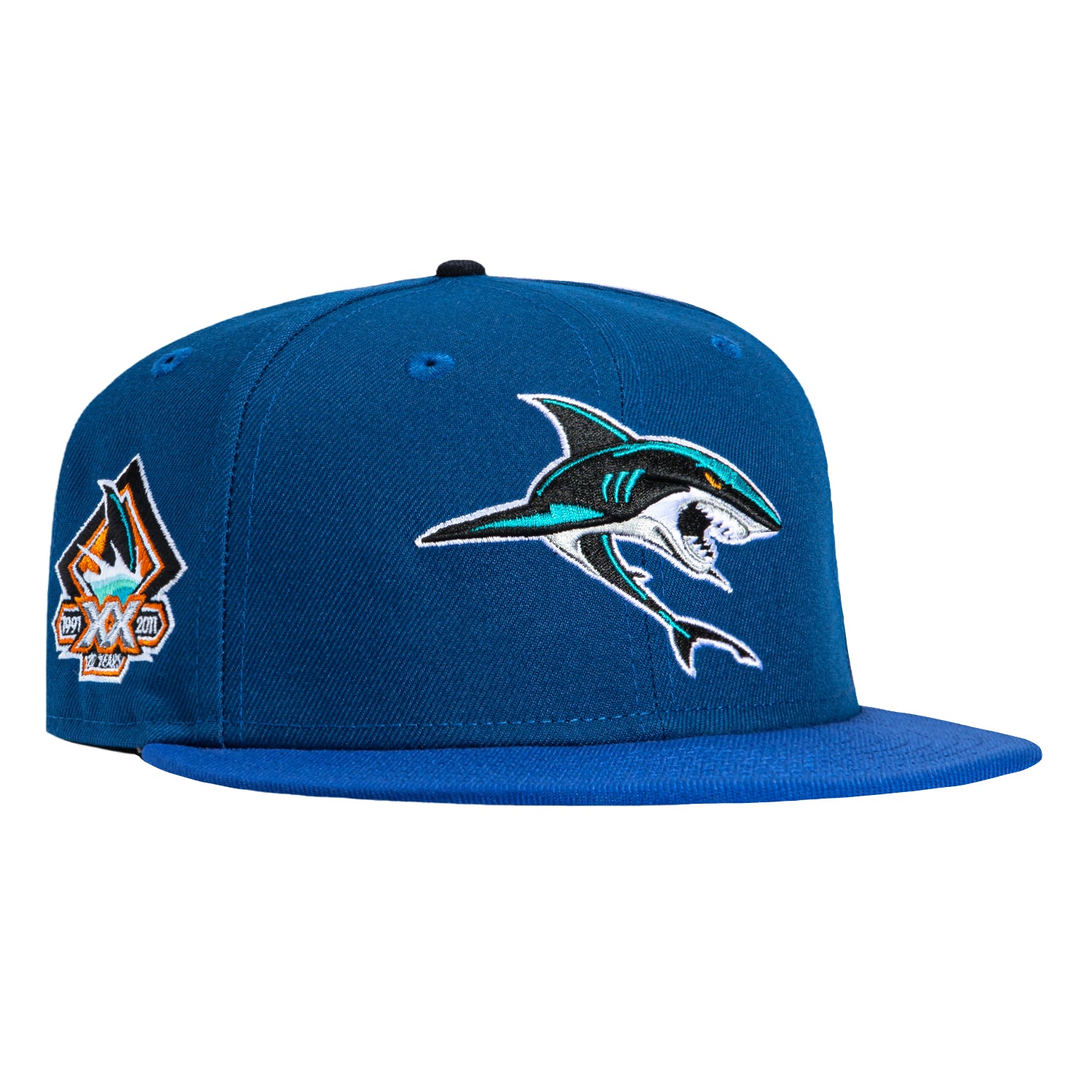 New Era 59Fifty Blue Ice San Jose Sharks 20th Anniversary Patch