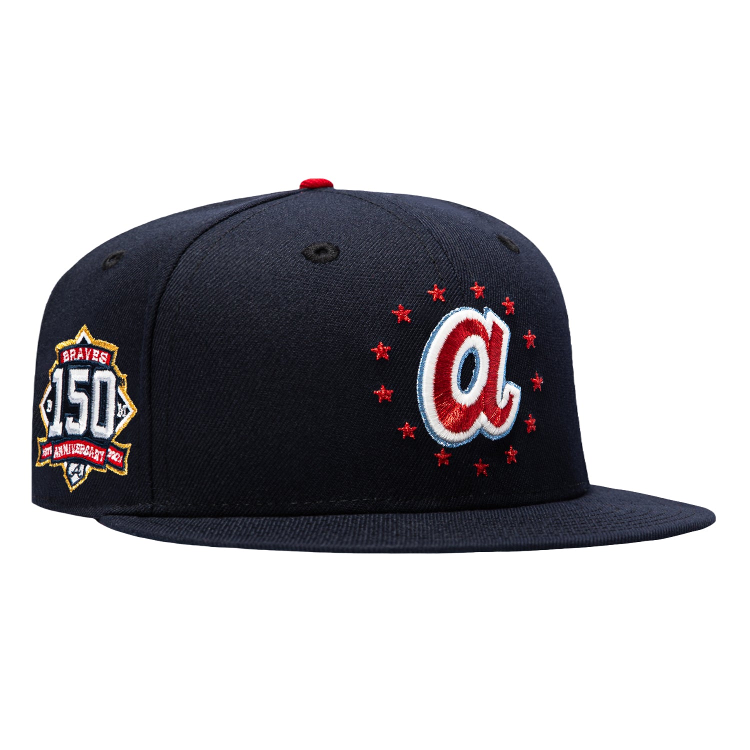 New Era 59Fifty Star Spangled Bangers Atlanta Braves 150th Anniversary Patch Red UV Hat - Navy