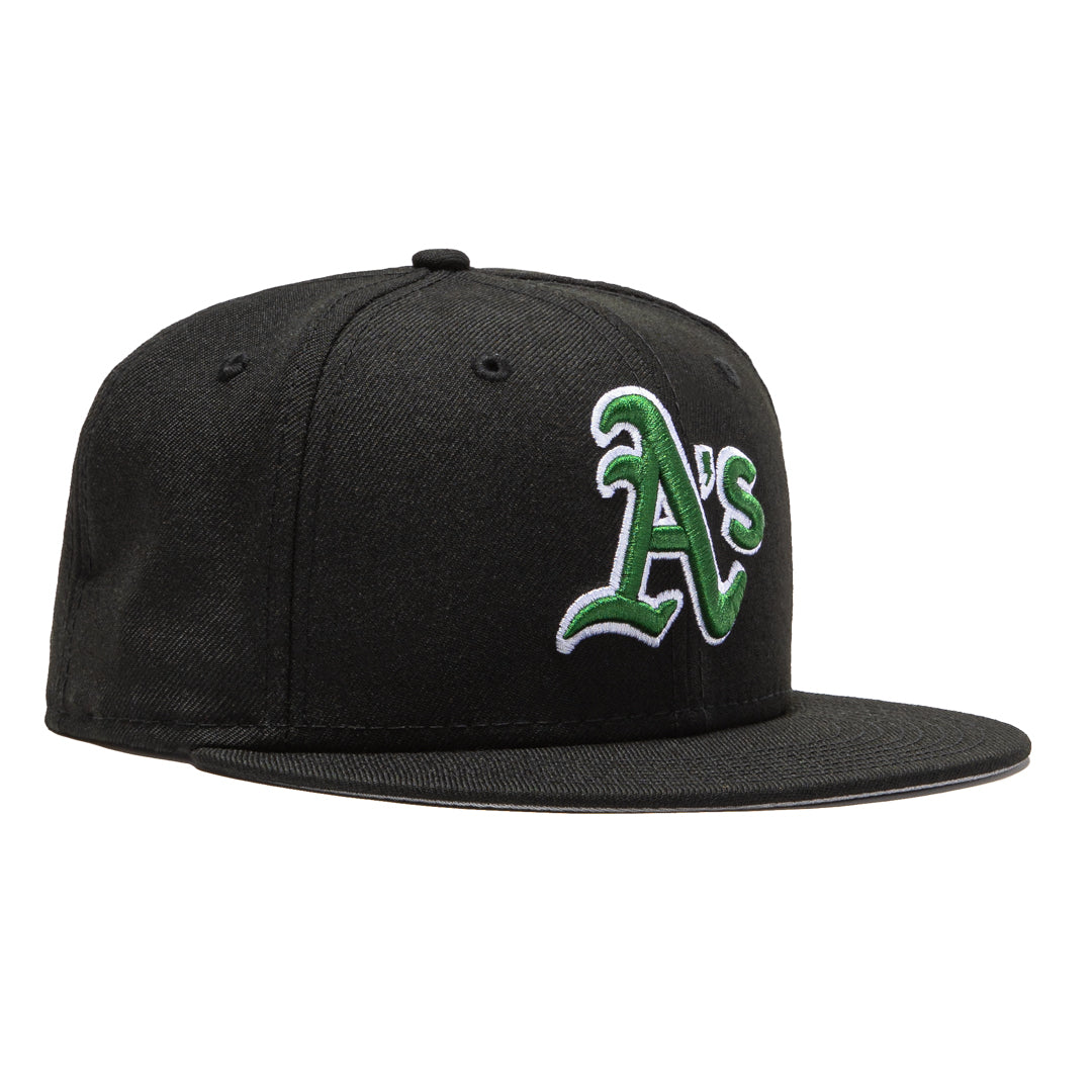 Oakland Athletics New Era Custom 59FIFTY Black UV Logos Patch Fitted Hat, 7 5/8 / Black