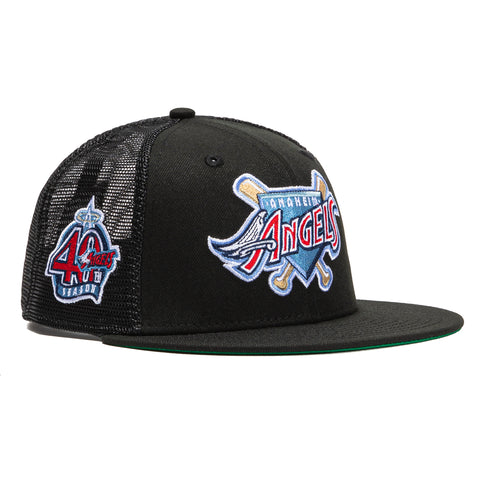 New Era 59Fifty Black Dome Los Angeles Angels 40th Anniversary Patch Trucker Hat - Black