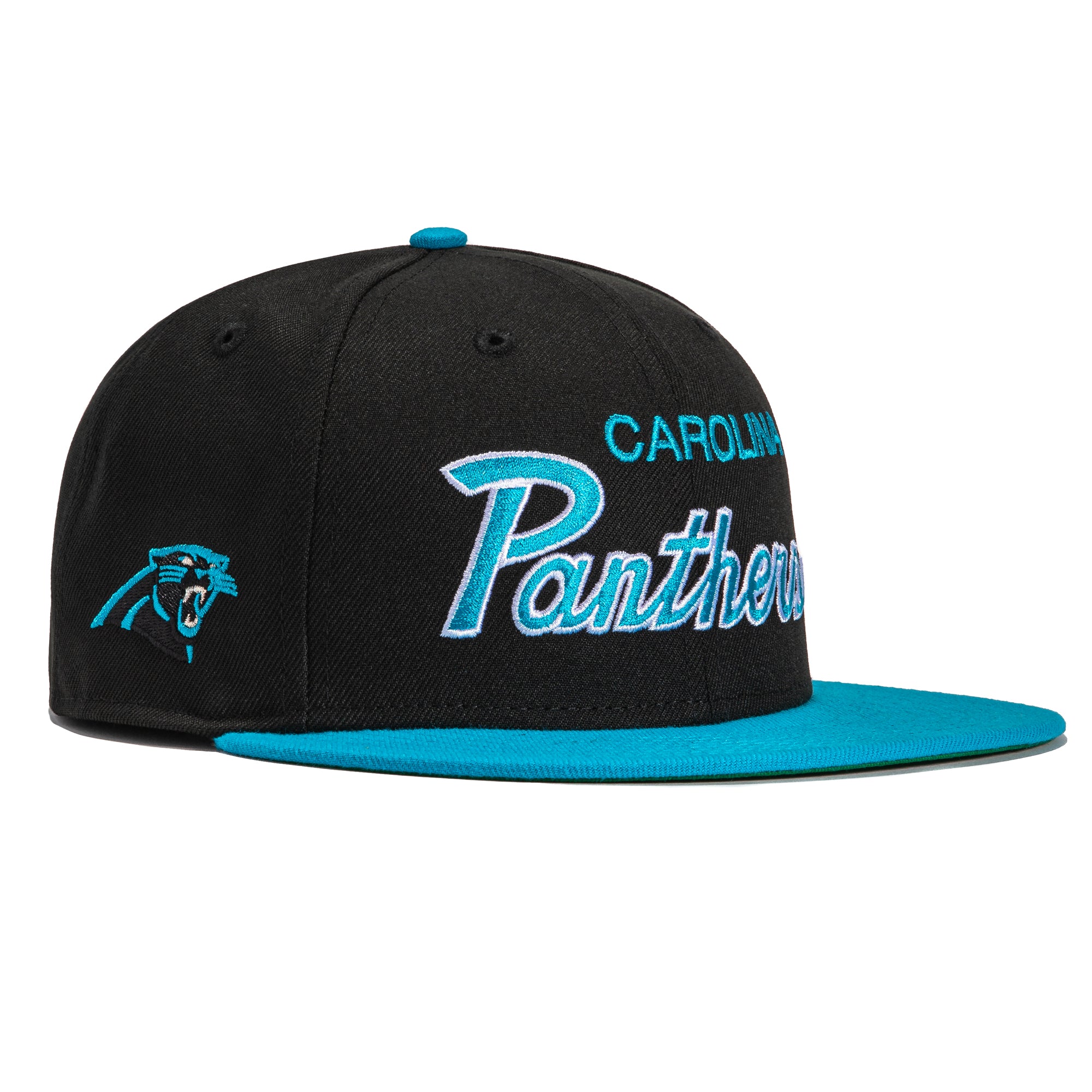 New Era 59FIFTY Carolina Panthers Script Hat - Black, Neon Blue Black/Neon Blue / 7