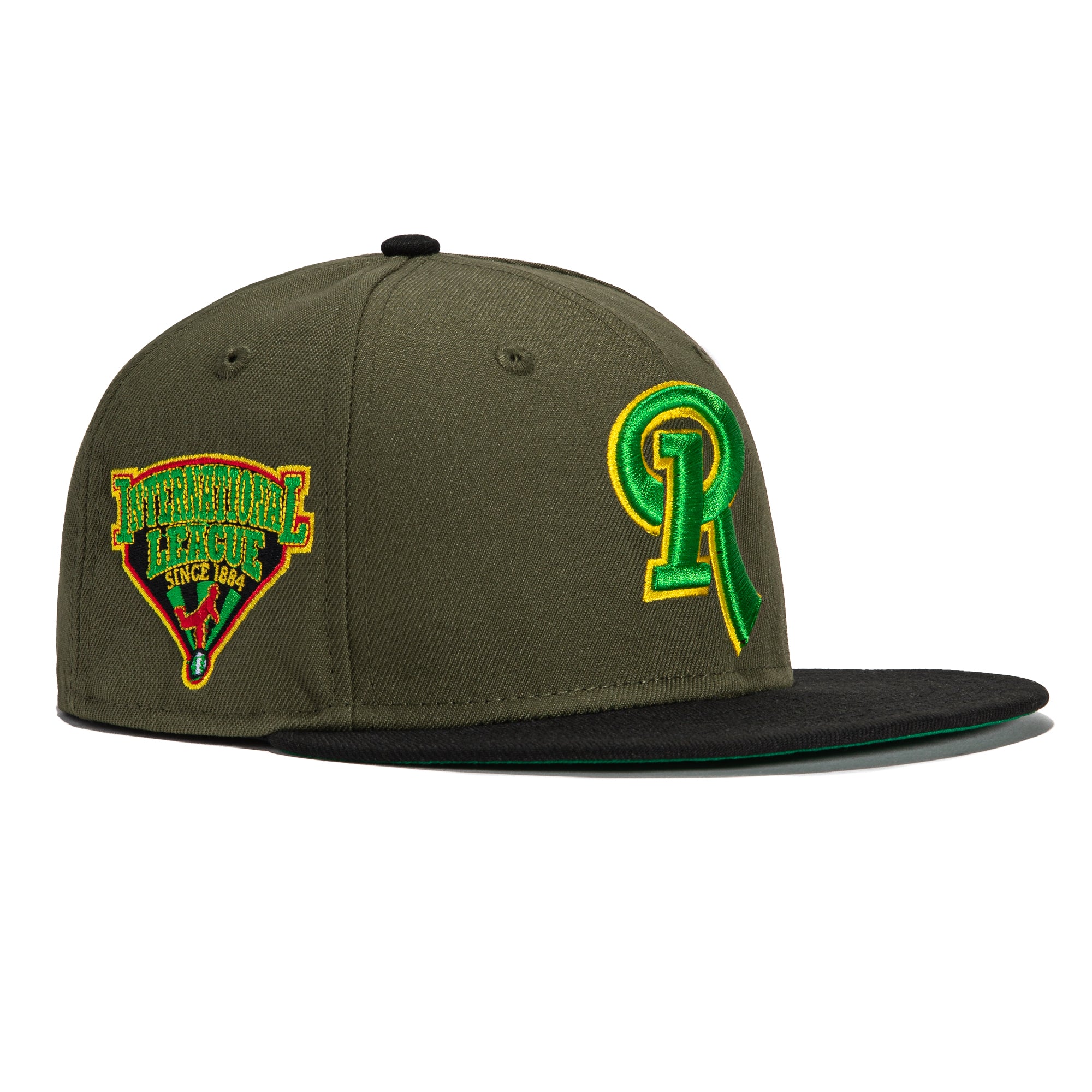 New Era 59FIFTY X-Pack Rochester Red Wings International League Patch Hat - Olive, Kelly Green, Gold Olive/Kelly/Gold / 7 1/8