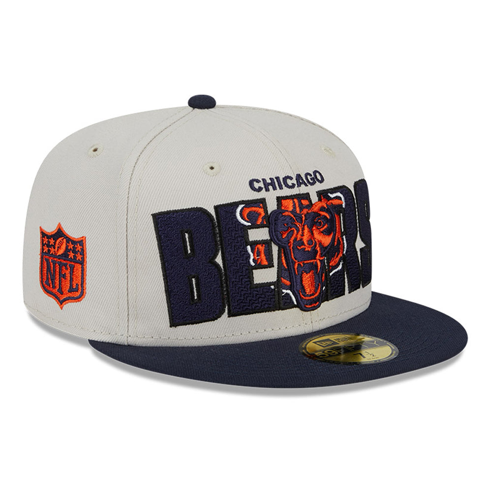 New Era 59Fifty 2023 Draft Chicago Bears Hat - Stone, Navy – Hat Club