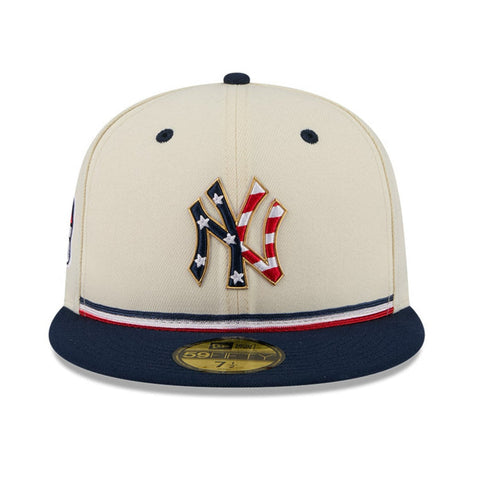 New Era 59Fifty 2026 MLB 4th of July New York Yankees 250th Anniversary Patch Hat - White, Royal New Era