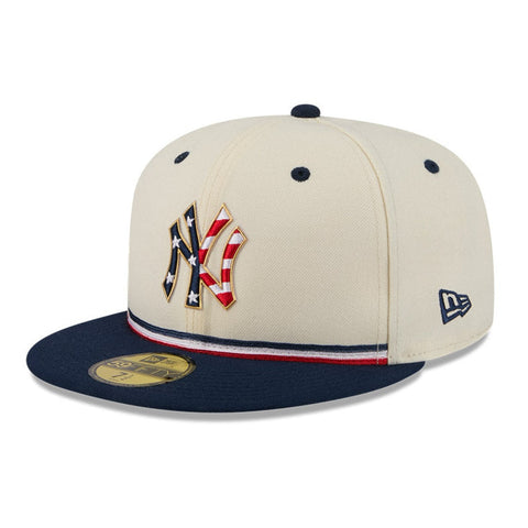 New Era 59Fifty 2026 MLB 4th of July New York Yankees 250th Anniversary Patch Hat - White, Royal New Era