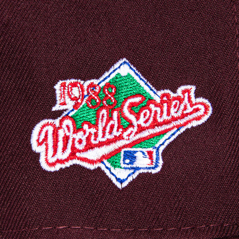 New Era 59Fifty Merlot Los Angeles Dodgers 1988 World Series Patch Hat - Maroon, White
