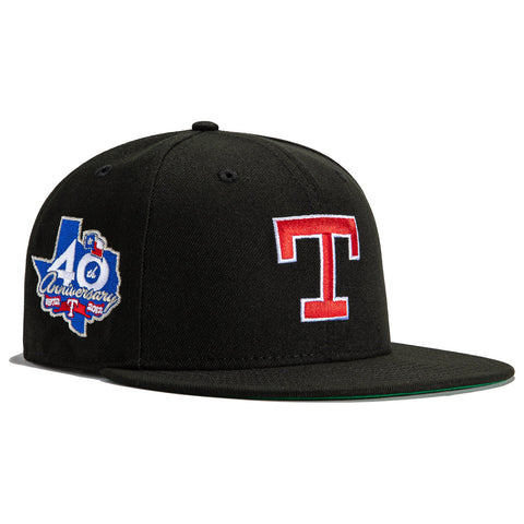 New Era 59Fifty Black Dome Texas Rangers 40th Anniversary Patch Hat - Black