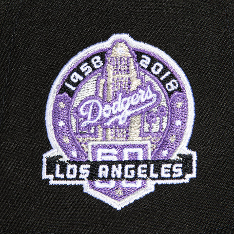 New Era 59Fifty Breakaway Los Angeles Dodgers 60th Anniversary Patch Hat - Black, Purple, Metallic Sliver