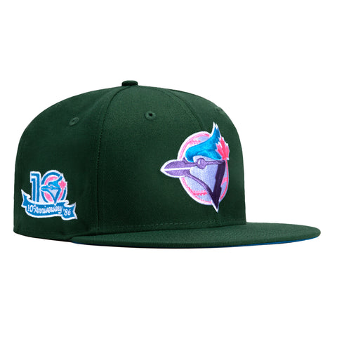 New Era 59Fifty Peacock Pack Toronto Blue Jays 10th Anniversary Patch Neon Blue UV Hat - Green