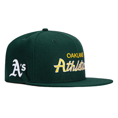 New Era 59Fifty Retro Script Oakland Athletics Hat - Green