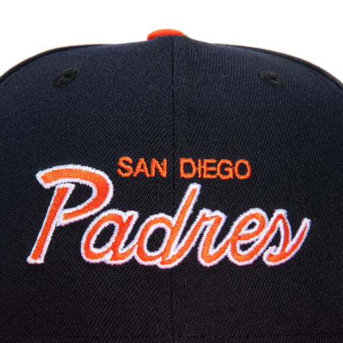 New Era 59Fifty Retro Script San Diego Padres Hat - Navy, Orange