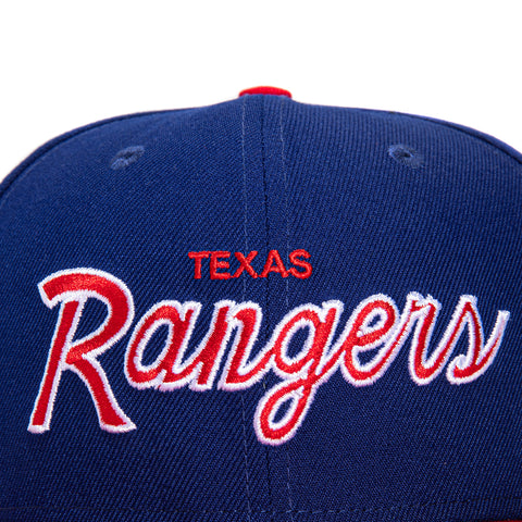 New Era 59Fifty Retro Script Texas Rangers Hat - Royal, Red