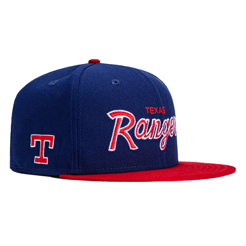New Era 59Fifty Retro Script Texas Rangers Hat - Royal, Red