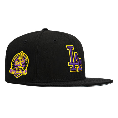 New Era 59Fifty Cool Fashion Los Angeles Dodgers 60th Anniversary Patch Hat - Black, Purple, Gold