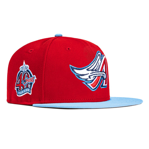 New Era 9Fifty Los Angeles Angels 40th Anniversary Patch Snapback Hat - Red, Light Blue