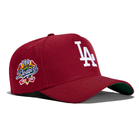 New Era 9Forty A-Frame Merlot Los Angeles Dodgers 100th Anniversary Patch Snapback Hat - Cardinal
