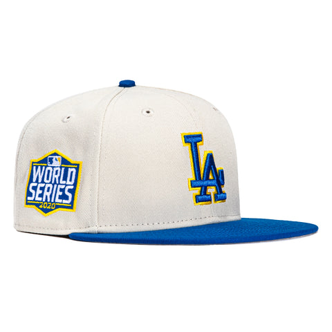 New Era 59FIFTY Los Angeles Dodgers 2020 World Series Patch Hat - Stone, Royal, Gold 7 5/8