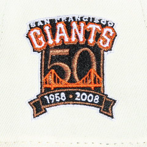 New Era 9Forty A-Frame White Dome San Francisco Giants 50th Anniversary Patch Snapback Hat - White, Black New Era
