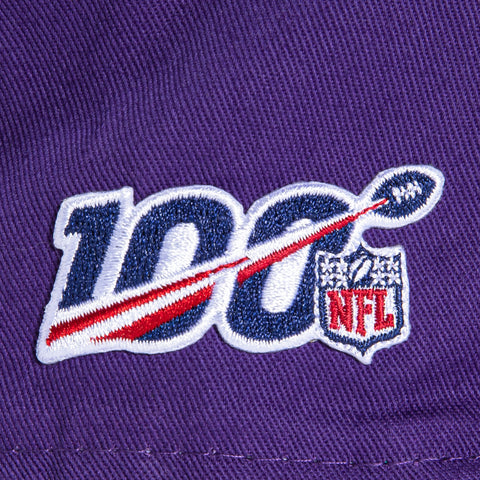 New Era 9Fifty Minnesota Vikings 100th Anniversary Patch Snapback Hat - Purple