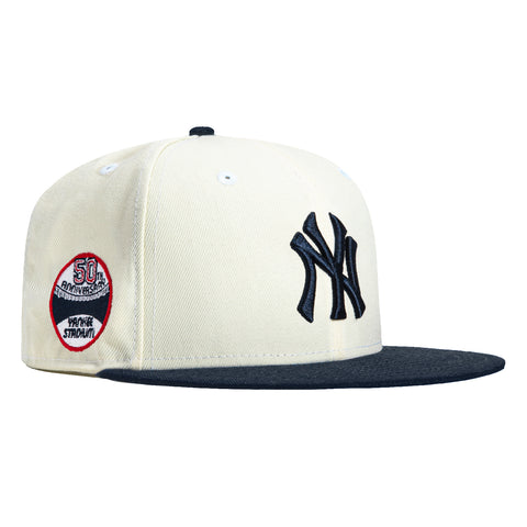 New Era 59Fifty White Dome New York Yankees 50th Anniversary Stadium Patch Hat - White, Navy