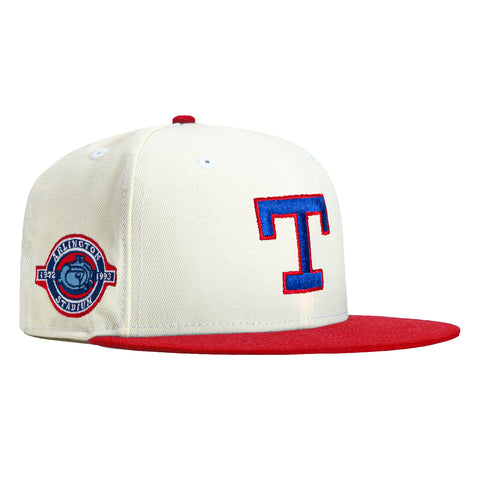 New Era 59Fifty White Dome Texas Rangers Arlington Stadium Patch Hat - White, Red