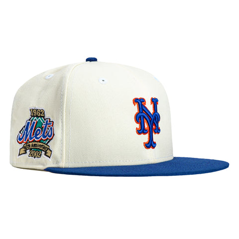 New Era 59Fifty White Dome New York Mets 40th Anniversary Patch Hat - White, Royal