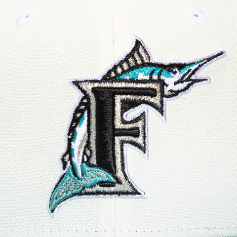 New Era 59Fifty White Dome Miami Marlins 25th Anniversary Patch Hat - White, Teal