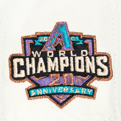 New Era 59Fifty White Dome Arizona Diamondbacks 20th Anniversary Patch D Hat - White, Purple
