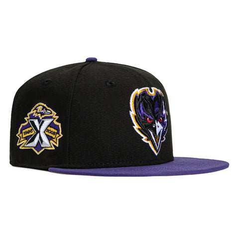 New Era 59Fifty Baltimore Ravens 10th Anniversary Patch Pink UV Hat - Black, Purple