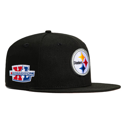 New Era 59Fifty Pittsburgh Steelers XL Super Bowl Patch Pink UV Hat - Black