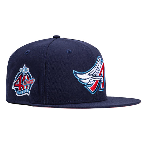 New Era 59Fifty Los Angeles Angels 40th Anniversary Patch Pink UV Hat - Light Navy