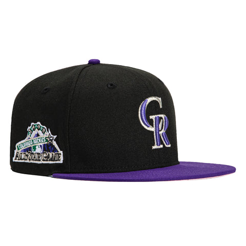 New Era 59Fifty Colorado Rockies 1998 All Star Game Patch Pink UV Hat - Black, Purple