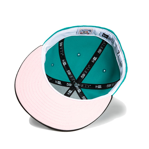 New Era 59Fifty Miami Marlins 10th Anniversary Patch Pink UV Hat - Teal, Black