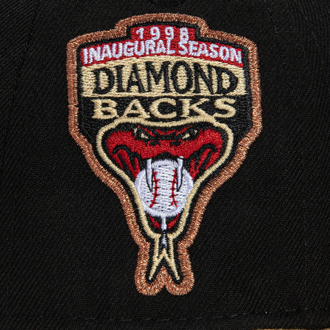 New Era 59Fifty Snake Print Arizona Diamondbacks Inaugural Patch Snakehead Hat - Black, Tan, Sedona Red