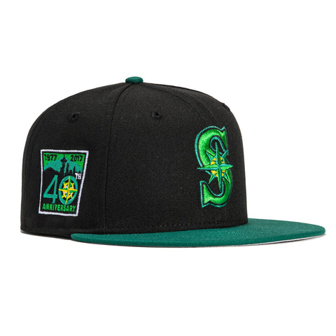 New Era 59Fifty Seattle Mariners 40th Anniversary Patch Hat - Black, Green, Kelly
