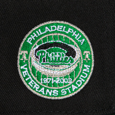 New Era 59Fifty Philadelphia Phillies Veterans Stadium Patch Hat - Black, Kelly, Metallic Silver