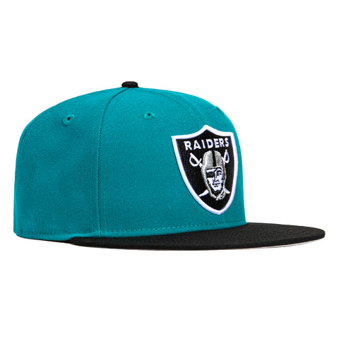Las Vegas Raiders American Football League 60th Anniversary New Era 59FIFTY Fitted Hat (Black Green Under BRIM) 7 1/2