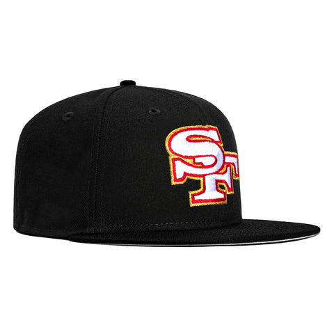 New Era 59Fifty San Francisco 49ers SF Hat - Black, White, Red, Metallic Gold