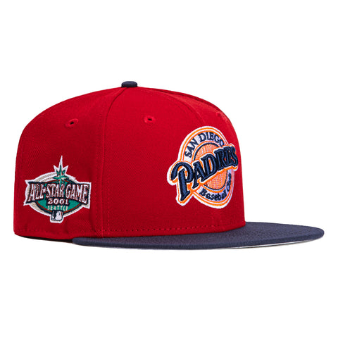 New Era 59Fifty San Diego Padres 2001 All Star Game Patch Logo Hat - Red, Light Navy