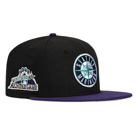 New Era 59Fifty Seattle Mariners 1998 All Star Game Patch Logo Hat - Black, Purple