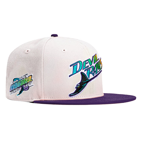 New Era 59Fifty Stone Dome Tampa Bay Rays Inaugural Patch Hat- Stone, Purple