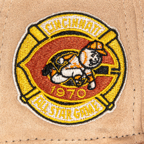 New Era 59Fifty S'mores Cincinnati Reds 1970 All Star Game Patch Hat - Tan, Burnt Orange