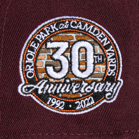 New Era 59Fifty Baltimore Orioles 30th Anniversary Stadium Patch Alternate Hat - Maroon, Black