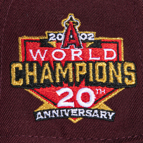 New Era 59Fifty Los Angeles Angels 20th Anniversary Champions Patch Hat - Maroon, Black
